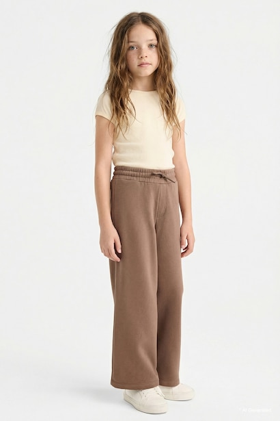 Girl Wide Leg Elastic Waist Sweatpants
