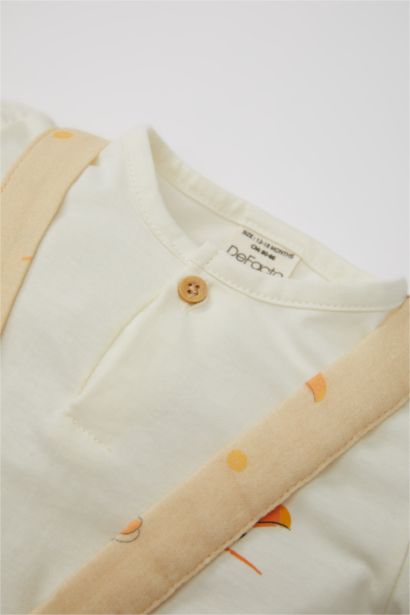 Baby Boy Palm Tree Patterned Jumpsuit T-Shirt Hat Muslin 3 Piece Set