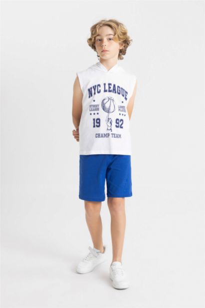 Boy Printed Hooded Sleeveless T-Shirt