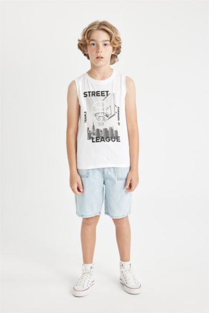 Boy Crew Neck Printed Sleeveless T-Shirt