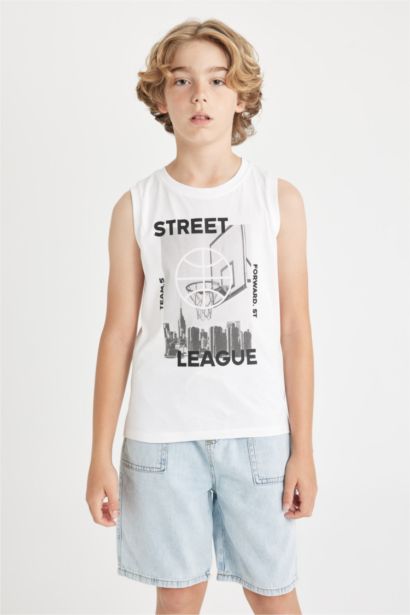 Boy Crew Neck Printed Sleeveless T-Shirt