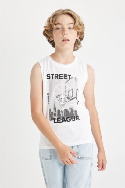 Boy Crew Neck Printed Sleeveless T-Shirt
