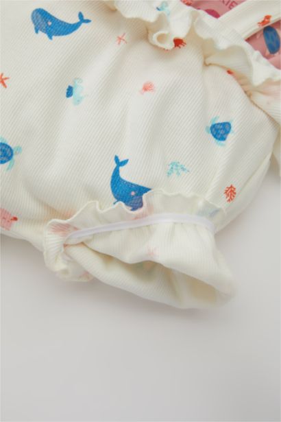 سيت بناتي تيشيرت وجمبسوت مضلع بطبعة بحر - قطعتين