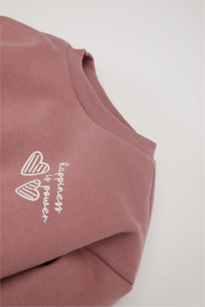 طقم بيبي بناتي سويت شيرت وسويت بانتس قصة عادية - قطعتين