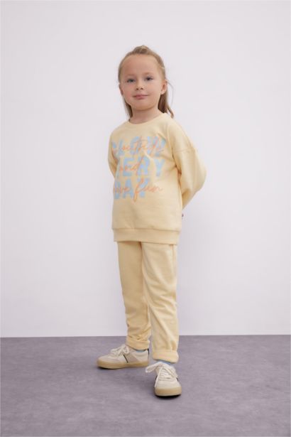 Baby Girl Slogan Printed Sweatshirt Fabric 2 Piece Set