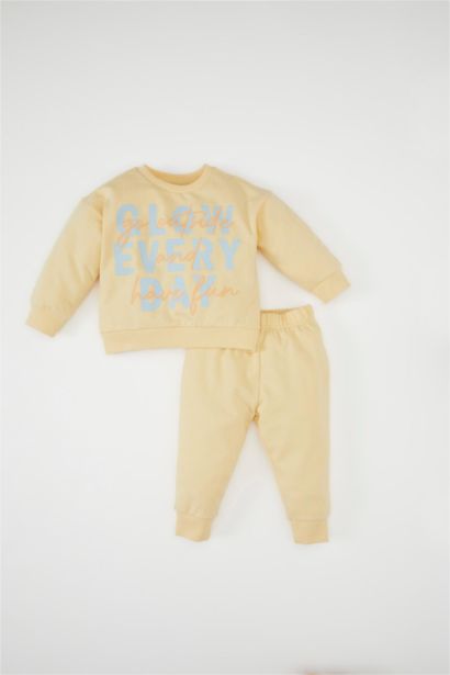 Baby Girl Slogan Printed Sweatshirt Fabric 2 Piece Set