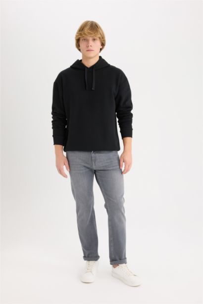 Boxy Fit Hooded Basic Sweatshirt