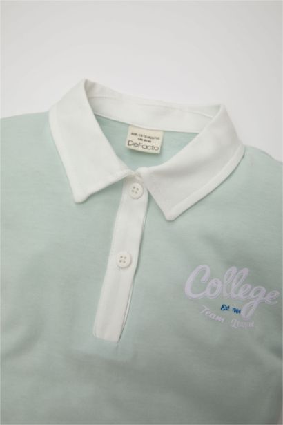 تيشيرت بيبي بناتي نص كم بطبعة شعار قصة عادية