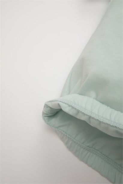 تيشيرت بيبي بناتي نص كم بطبعة شعار قصة عادية