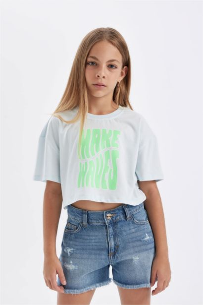 تيشيرت كروب بناتي نص ردن بياخة مستديرة