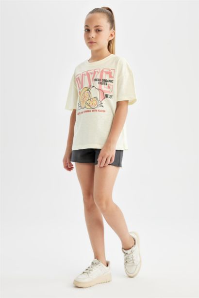 Girl Relax Fit Crew Neck Printed T-Shirt