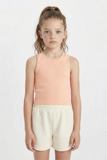 Girl Crew Neck Basic Crop Top