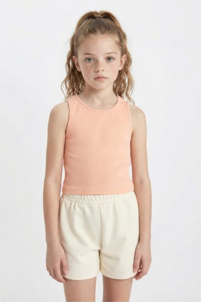 Girl Crew Neck Basic Crop Top