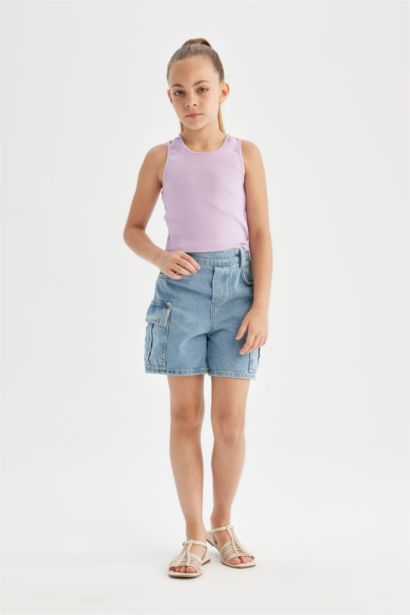 Girl Crew Neck Basic Crop Top