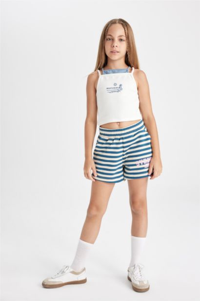 Girl Crew Neck Printed Tank Top