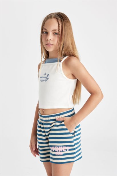 Girl Crew Neck Printed Tank Top