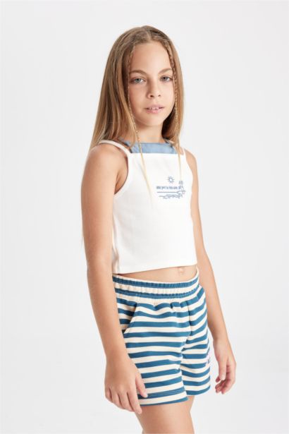 Girl Crew Neck Printed Tank Top