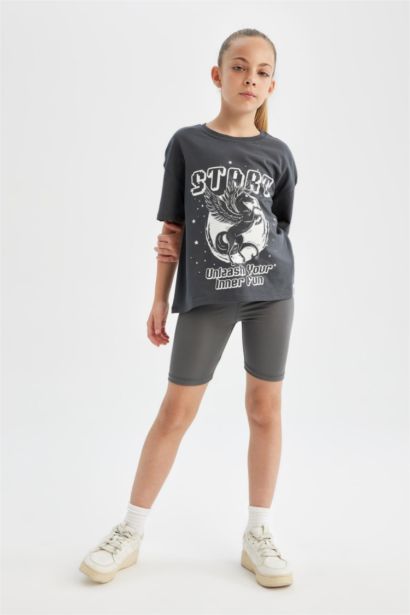 بنطلون ليجن بناتي بايكر مضلع أنثرا