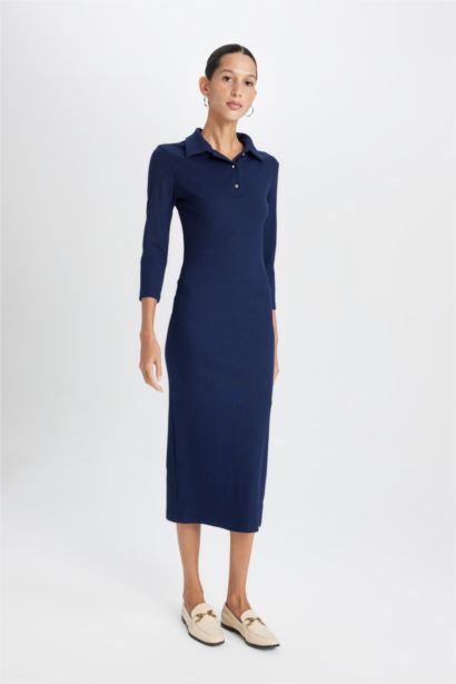 Bodycon Polo Collar Camisole Midi Dress