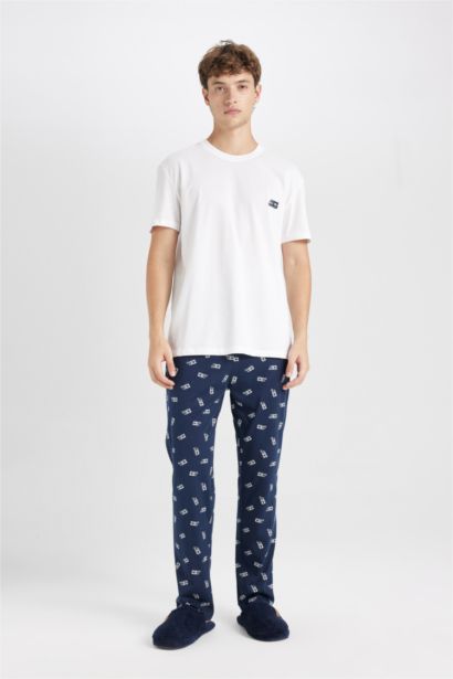 Regular Fit Crew Neck Printed 2 Piece Pajama Set