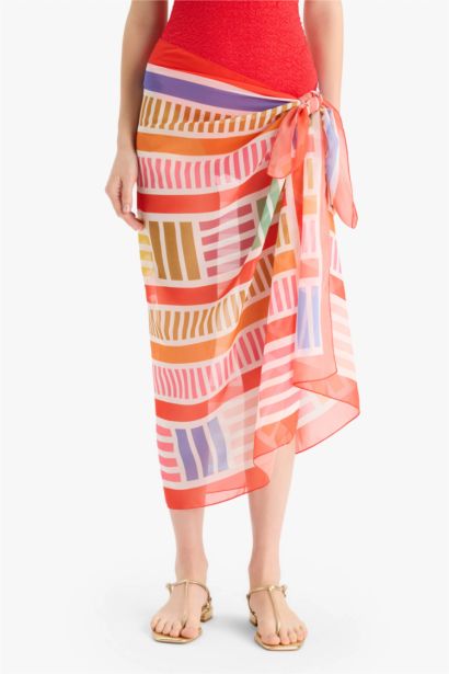 Fall in Love Standard Fit Patterned Chiffon Beachwear