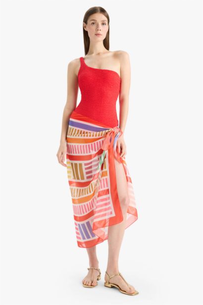 Fall in Love Standard Fit Patterned Chiffon Beachwear