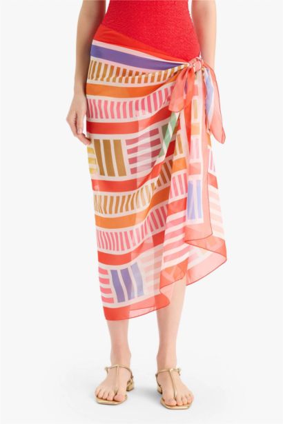 Fall in Love Standard Fit Patterned Chiffon Beachwear