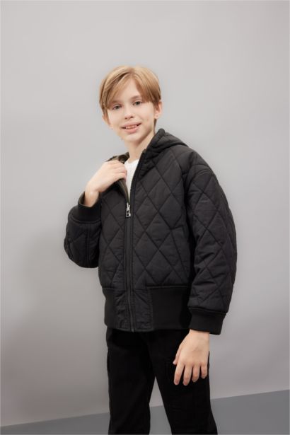 Boy Hooded Two Sided Puffer Jacket