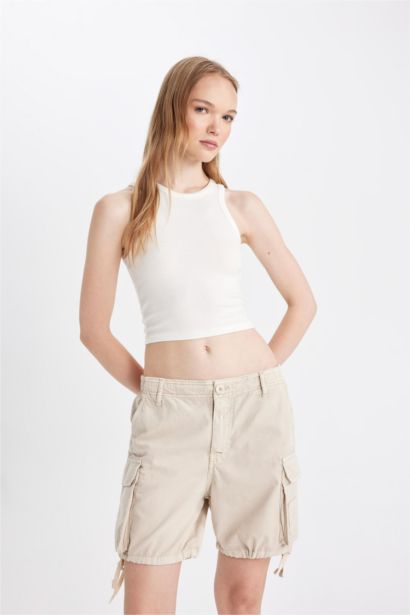 Regular Fit Normal Waist Gabardine Shorts