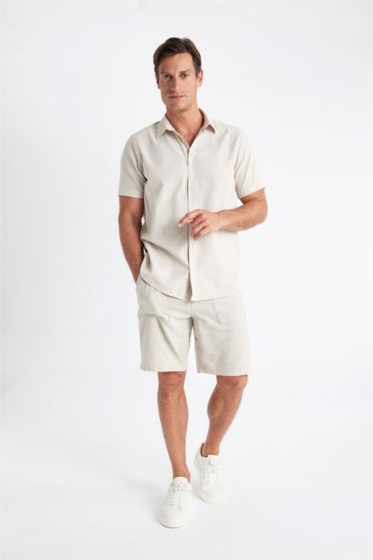 Regular Fit Polo Collar Cotton Short Sleeve Shirt