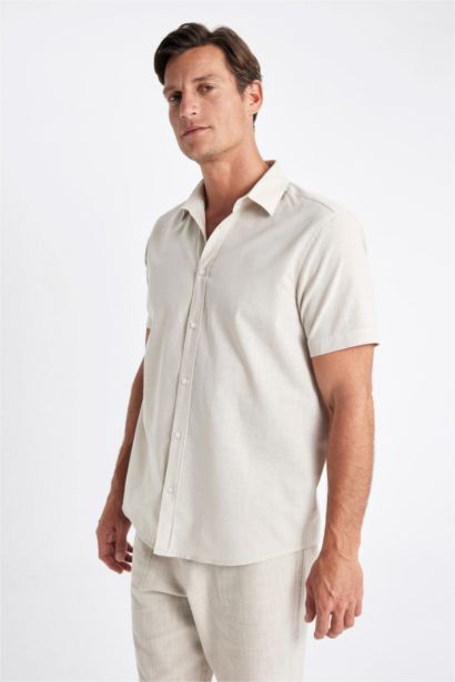 Regular Fit Polo Collar Cotton Short Sleeve Shirt