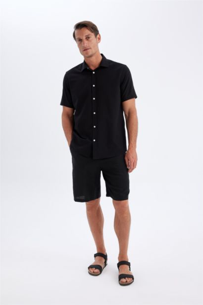 Regular Fit Polo Collar Cotton Short Sleeve Shirt