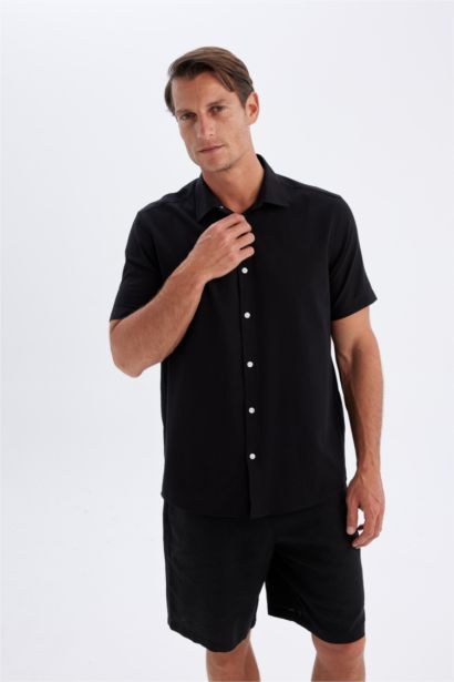 Regular Fit Polo Collar Cotton Short Sleeve Shirt
