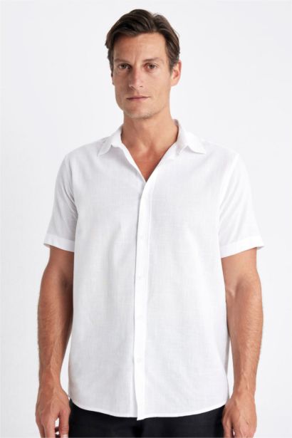 Regular Fit Polo Collar Cotton Short Sleeve Shirt