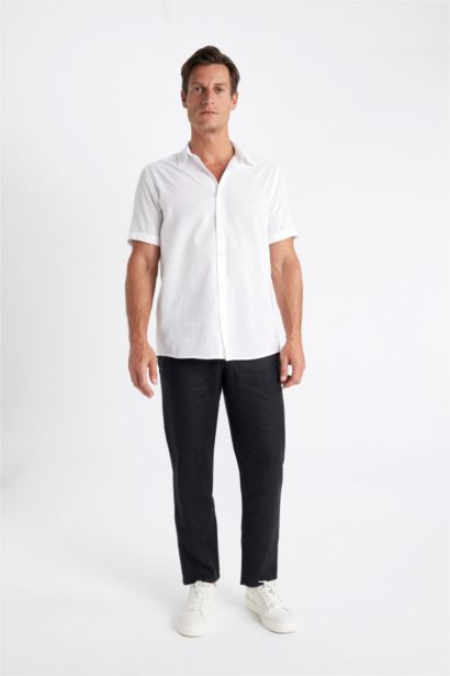 Regular Fit Polo Collar Cotton Short Sleeve Shirt