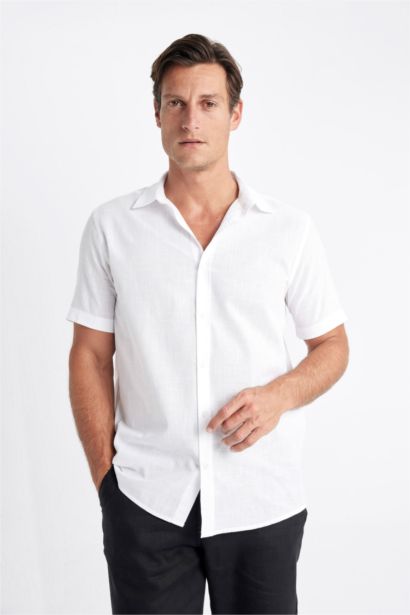 Regular Fit Polo Collar Cotton Short Sleeve Shirt