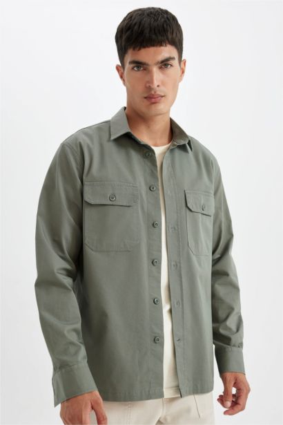 قميص بولو قطن كم طويل قصة عادية