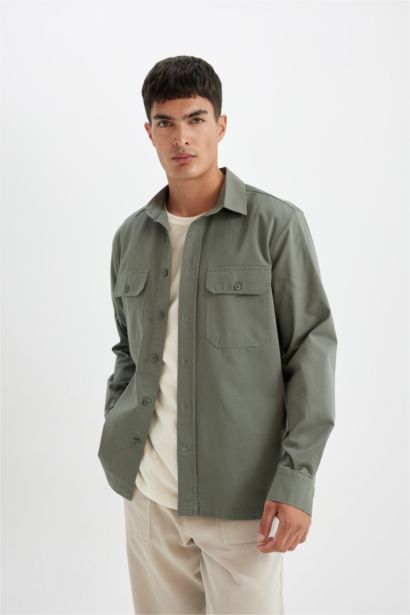 قميص بولو قطن كم طويل قصة عادية