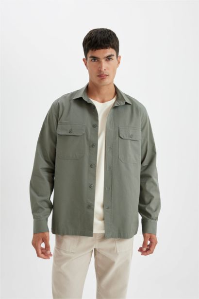 قميص بولو قطن كم طويل قصة عادية