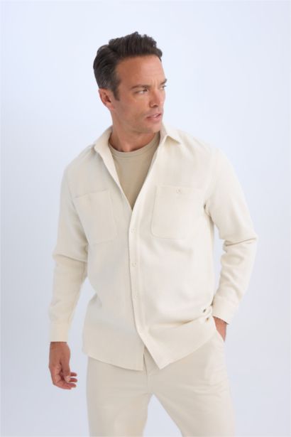 Chemise en flanelle à col polo et manches longues Coupe relax
