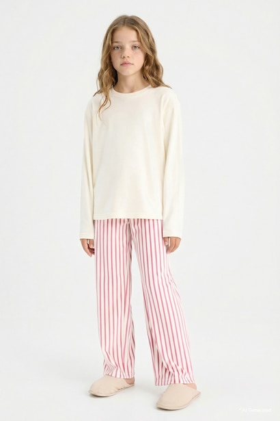 Çizgili Pijama Takımı Kız Çocuk