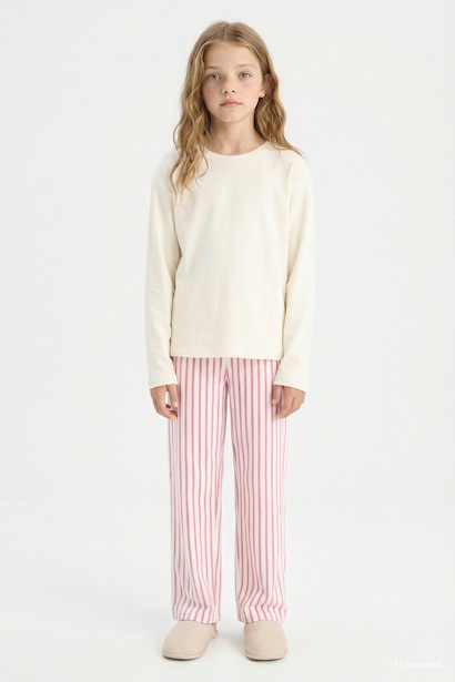 Çizgili Pijama Takımı Kız Çocuk