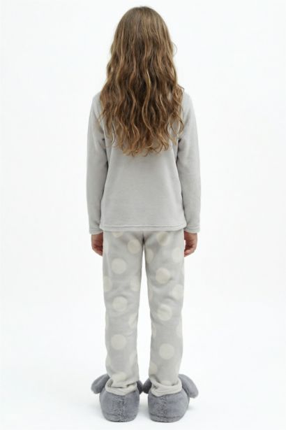 Looney Tunes Pijama Takımı Nakışlı Pelüş Uzun Kollu Üst Uzun Alt Kız Çocuk