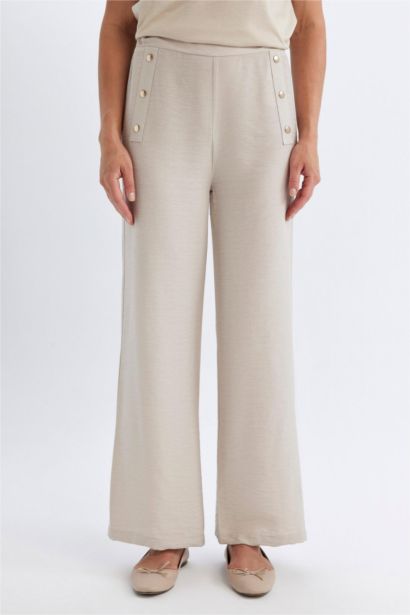 بنطلون وايد ليج برجل واسع بيج حجري