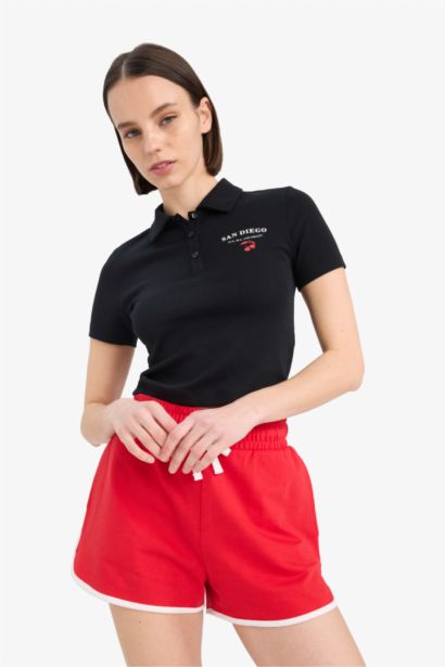 Fitted Polo Neck Short Sleeve T-Shirt