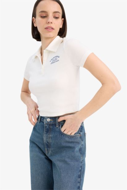 Slim Fit Slogan Pattern modal Short Sleeve T-Shirt