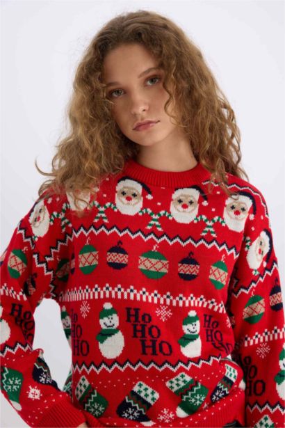 Yılbaşı Temalı  Bisiklet Yaka Triko Kazak