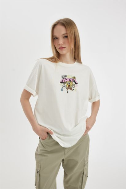 SpongeBob Oversize Fit Crew Neck Short Sleeve T-Shirt