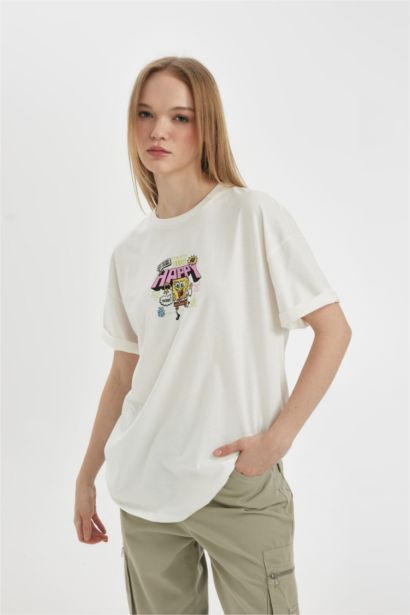SpongeBob Oversize Fit Crew Neck Short Sleeve T-Shirt
