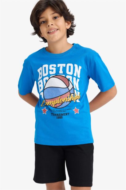 Boy Printed Short Sleeve T-Shirt Shorts 2 Piece Set